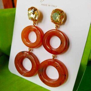 NEW J.Crew Ciambella Made in Italy Round Drop Earrings Rose Taupe Plated Brass